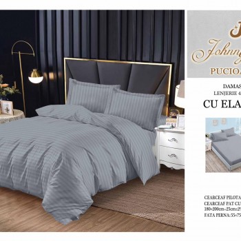 Lenjerie de pat damasc cu elastic COD DDE08