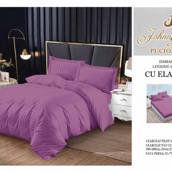 Lenjerie de pat damasc cu elastic COD DDE09 Lenjerie de pat damasc cu elastic COD DDE09