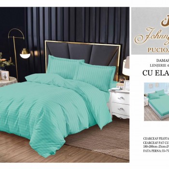 Lenjerie de pat damasc cu elastic COD DDE15