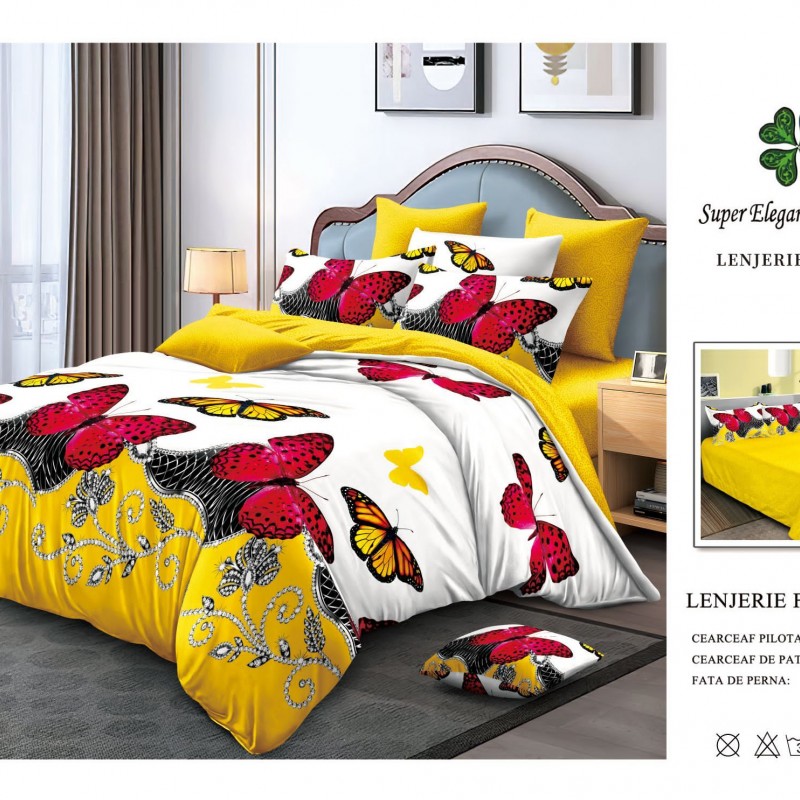 Lenjerie de pat 6 piese bumbac finet PUCIOASA COD BFP382 Lenjerie de pat 6 piese bumbac finet PUCIOASA COD BFP382