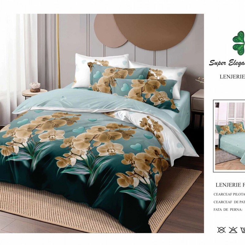 Lenjerie de pat 6 piese bumbac finet PUCIOASA COD BFP388 Lenjerie de pat 6 piese bumbac finet PUCIOASA COD BFP388