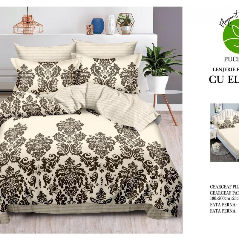 Lenjerii de pat finet 6 piese cearceaf cu elastic COD ELS79 Lenjerii de pat finet 6 piese cearceaf cu elastic COD ELS79