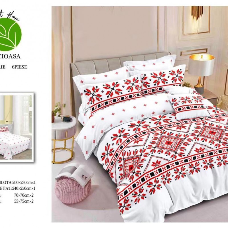 Lenjerii de pat finet 6 piese cearceaf cu elastic COD ELS80 Lenjerii de pat finet 6 piese cearceaf cu elastic COD ELS80