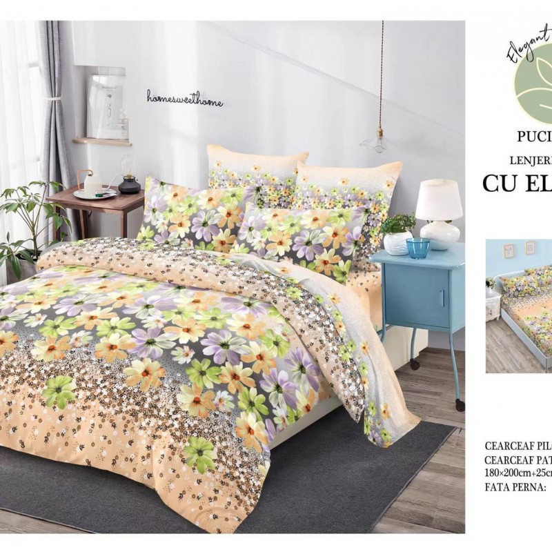 Lenjerii de pat finet 6 piese cearceaf cu elastic COD ELS85 Lenjerii de pat finet 6 piese cearceaf cu elastic COD ELS85