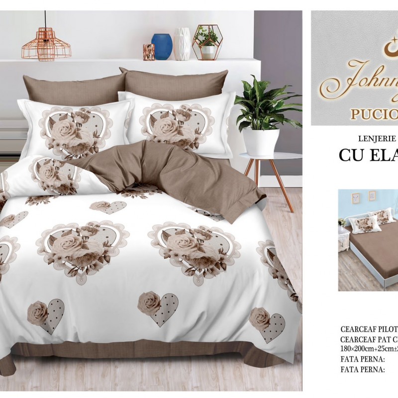 Lenjerii de pat finet 6 piese cearceaf cu elastic COD ELS139 Lenjerii de pat finet 6 piese cearceaf cu elastic COD ELS139