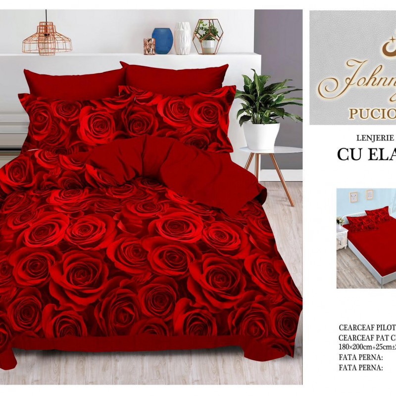 Lenjerii de pat finet 6 piese cearceaf cu elastic COD ELS146 Lenjerii de pat finet 6 piese cearceaf cu elastic COD ELS146