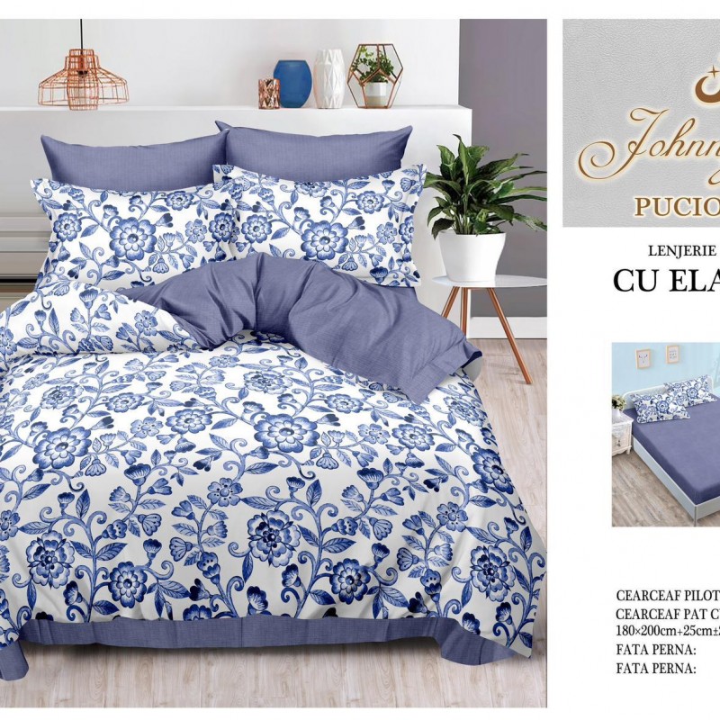 Lenjerii de pat finet 6 piese cearceaf cu elastic COD ELS148 Lenjerii de pat finet 6 piese cearceaf cu elastic COD ELS148