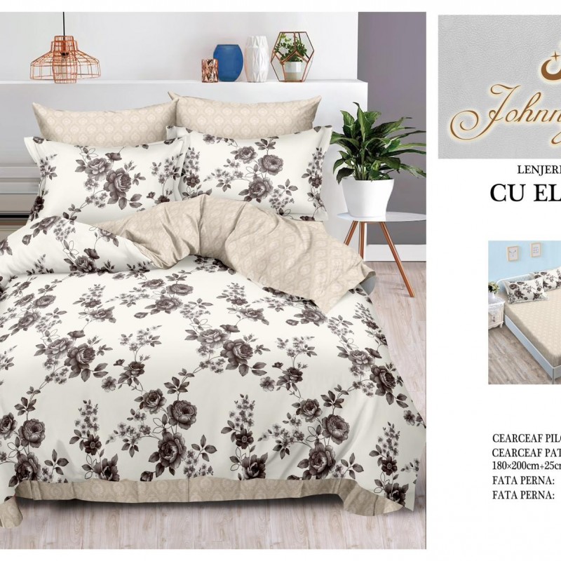 Lenjerii de pat finet 6 piese cearceaf cu elastic COD ELS122 Lenjerii de pat finet 6 piese cearceaf cu elastic COD ELS122