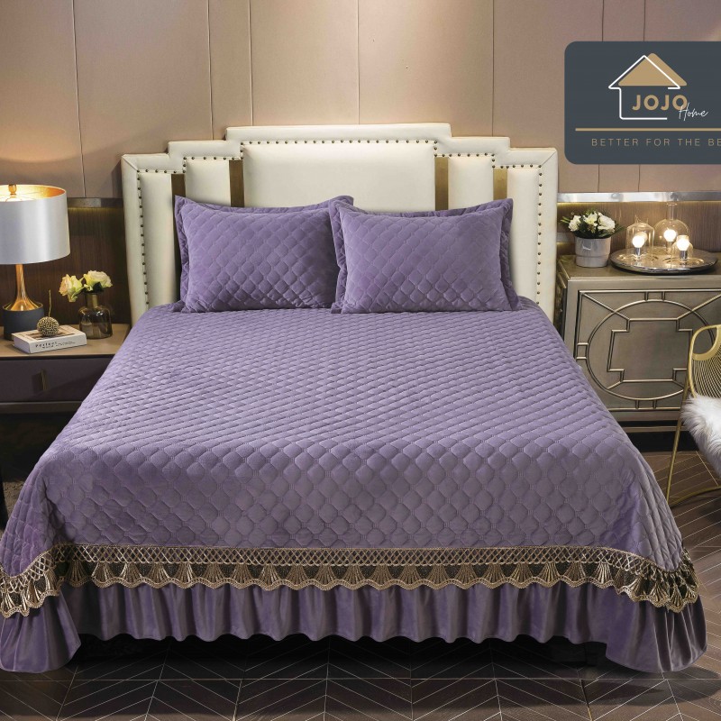 Set Cuvertura catifea 3 piese cu broderie CBF01 Set Cuvertura catifea 3 piese cu broderie CBF01