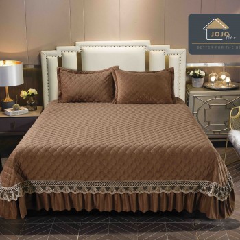 Set Cuvertura catifea  3 piese cu broderie CBF05 Set Cuvertura catifea  3 piese cu broderie CBF05