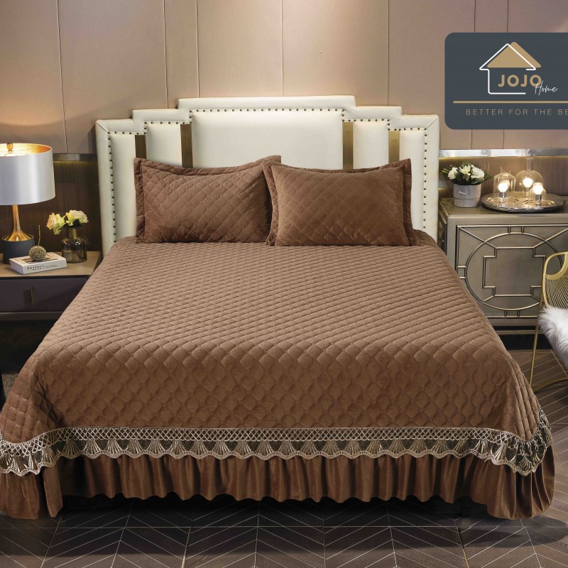 Set Cuvertura catifea 3 piese cu broderie CBF05 Set Cuvertura catifea 3 piese cu broderie CBF05