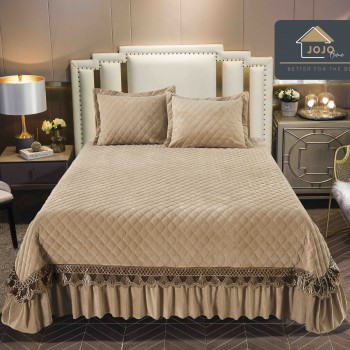 Set Cuvertura catifea  3 piese cu broderie CBF07