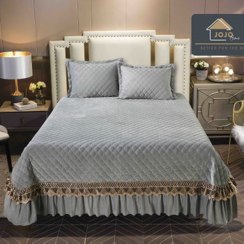 Set Cuvertura catifea  3 piese cu broderie CBF08 Set Cuvertura catifea  3 piese cu broderie CBF08