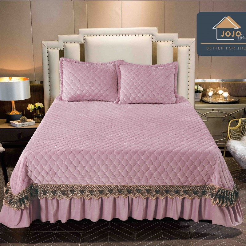 Set Cuvertura catifea 3 piese cu broderie CBF09 Set Cuvertura catifea 3 piese cu broderie CBF09