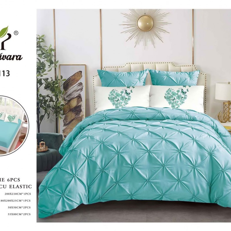 Lenjerii de pat finet 6 piese De Lux COD CJO131 Lenjerii de pat finet 6 piese De Lux COD CJO131