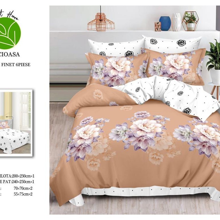 Lenjerie de pat 6 piese bumbac finet PUCIOASA COD BFP118