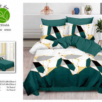 Lenjerie de pat 6 piese bumbac finet PUCIOASA COD BFP114 Lenjerie de pat 6 piese bumbac finet PUCIOASA COD BFP114